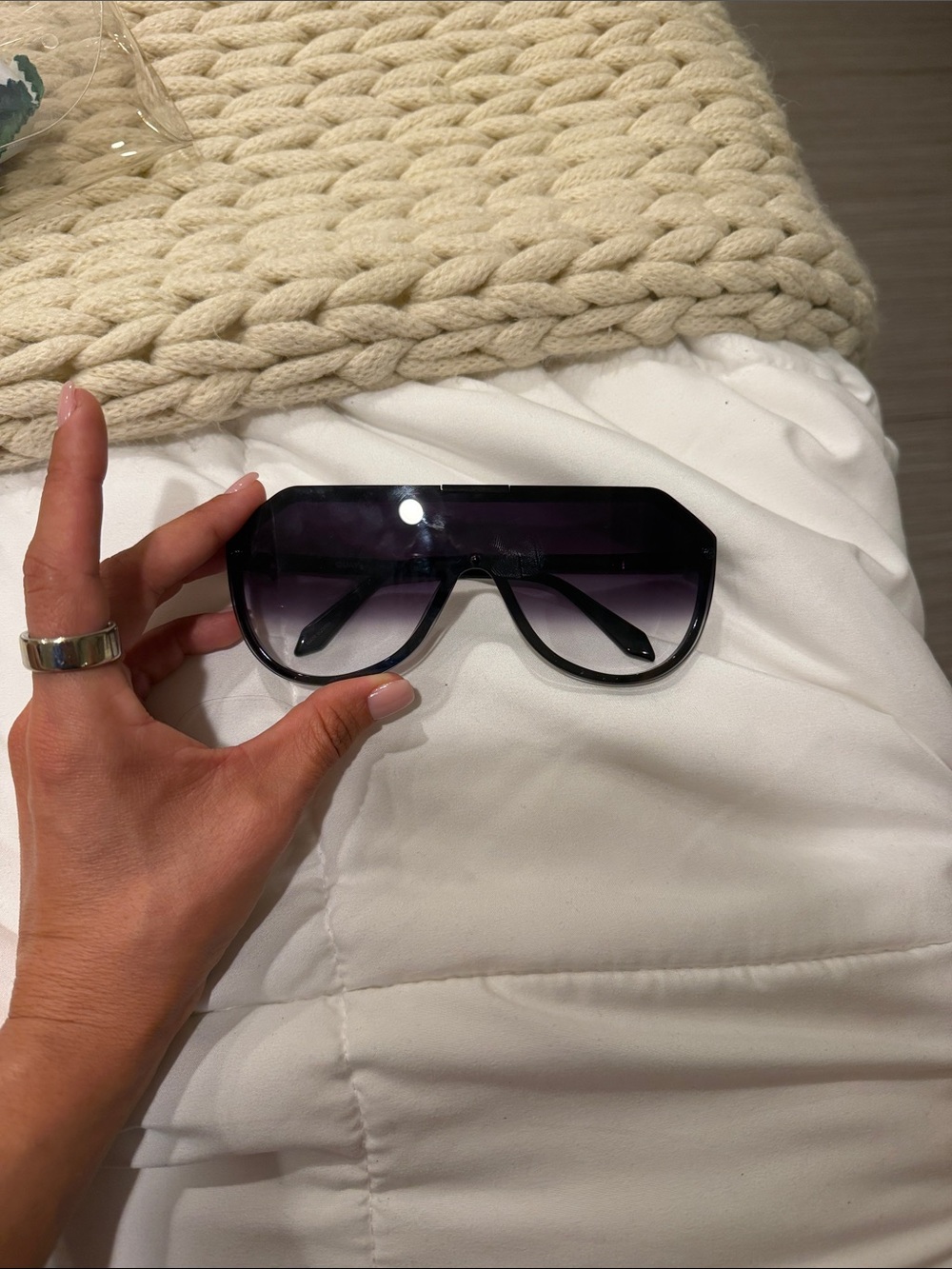 Quay Black Gradient Shield Sunglasses